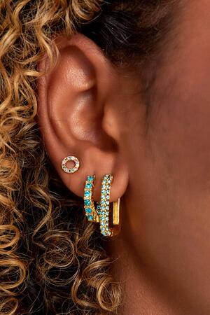 Quadratische Ohrringe mit Zirkonsteinen Blau & Gold Edelstahl h5 Bild3